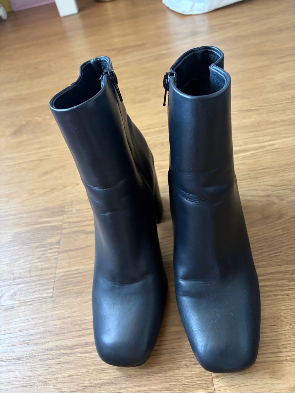 Madden Girl Black Square-Toe Ankle Booties with Side Zips